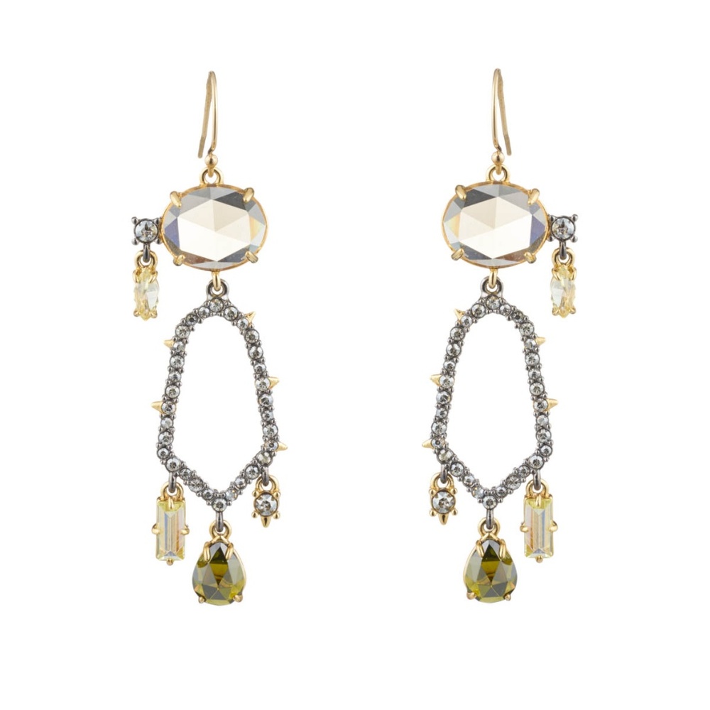 Crystal Encrusted Dangling Honeycomb Earring